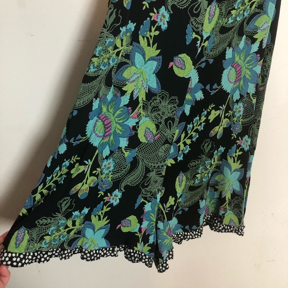 VINTAGE Lucy Love Floral Green&Black Ruffle Romper - Picture 4 of 11